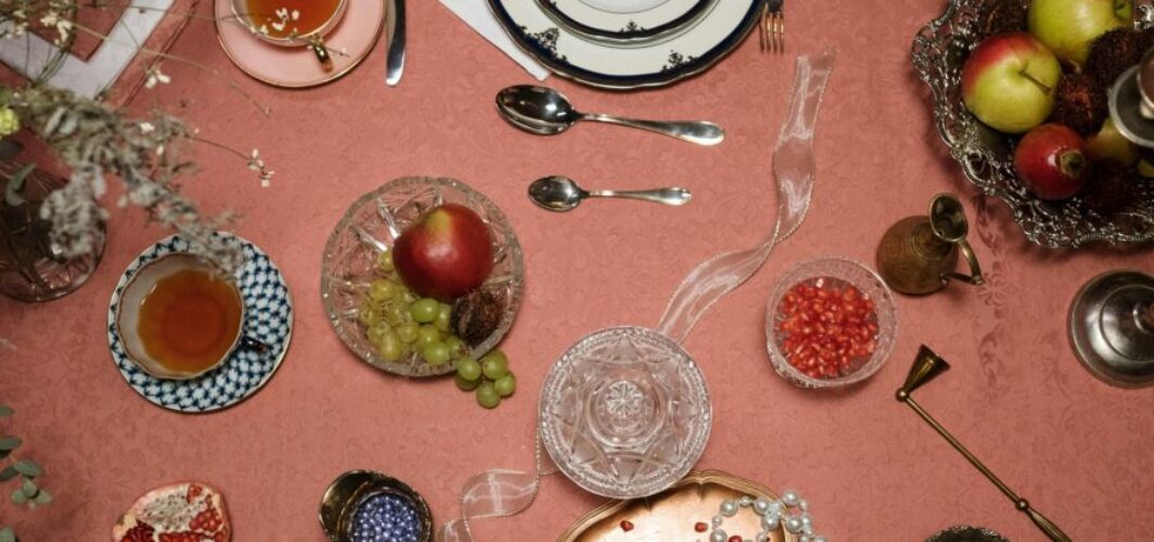 Tea and fruit table setting